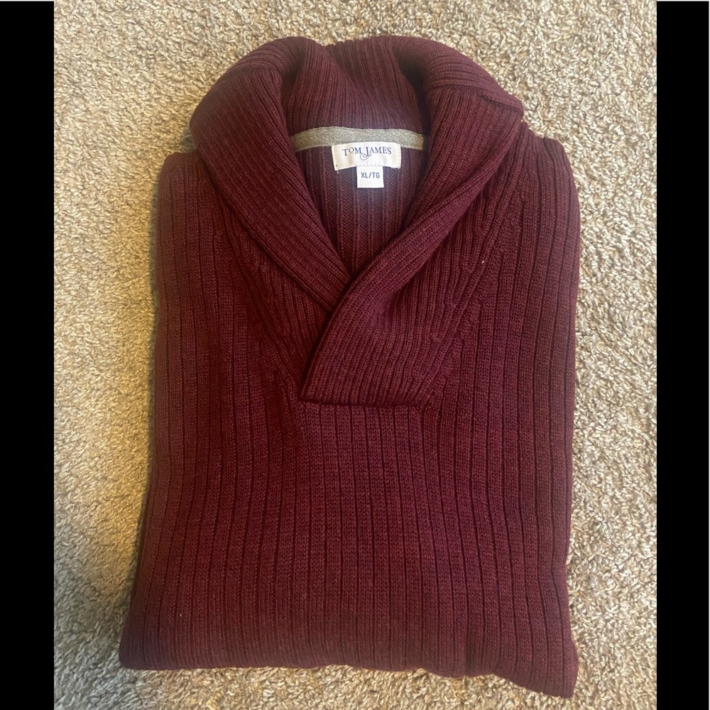 Shawl Neck Burgundy Sweater